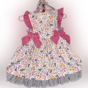12 Months Counting Daisies Bunny dress and matching bloomers